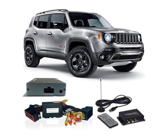 INTERFACE DESBLOQUEIO DE TELA JEEP RENEGADE 2015 A 2016 + TV DIGITAL + ESPELHAMENTO DE TELA ANDROID E IPHONE FAAFTECH